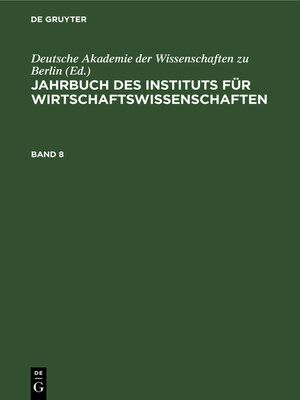 cover image of Jahrbuch des Instituts für Wirtschaftswissenschaften. Band 8